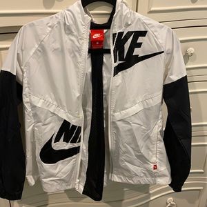 Nike Wind Breaker, White and Black, Zip Up Pockets